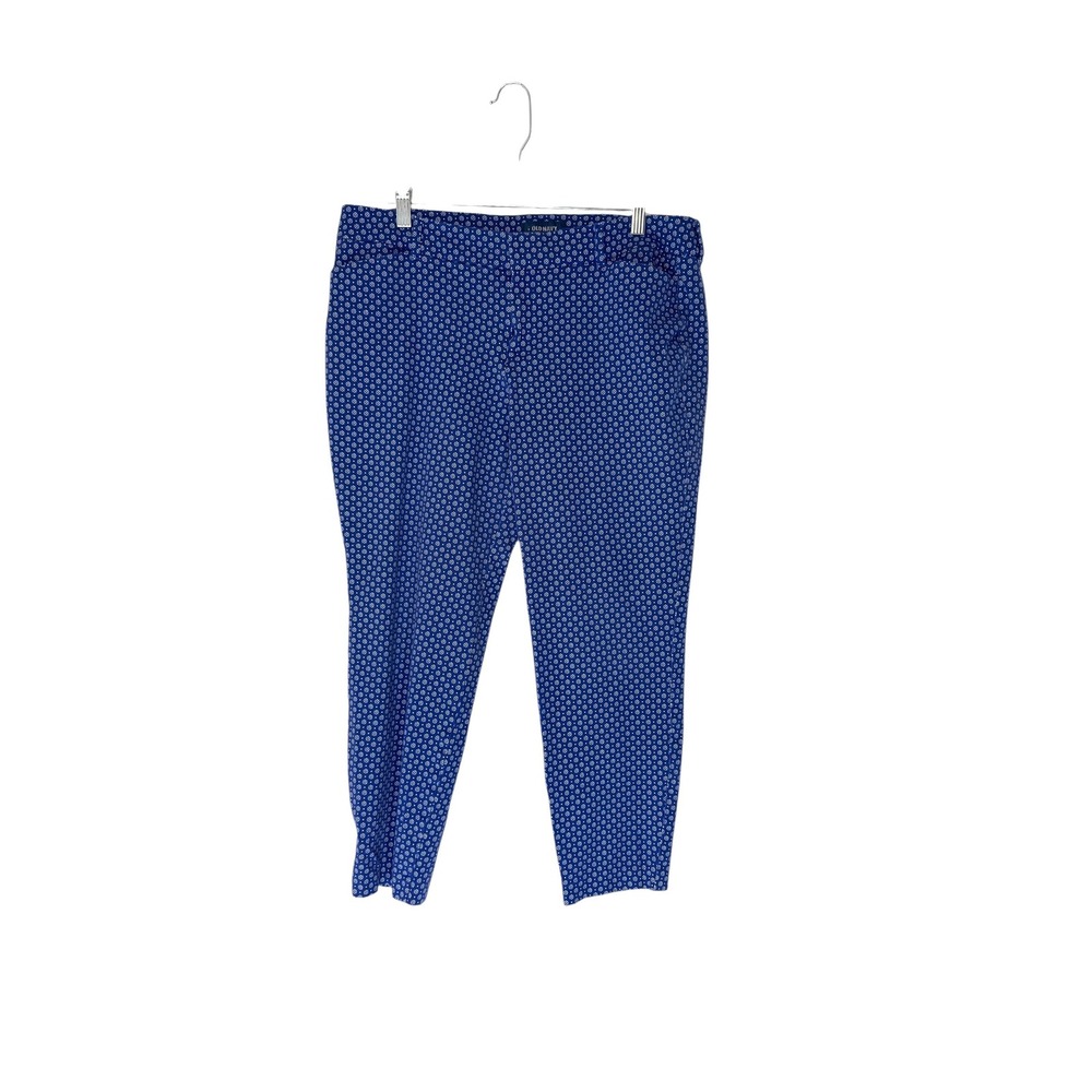 Old Navy‎ Blue White Floral Career Office Straight Leg Pixie Dress Pants Size 14